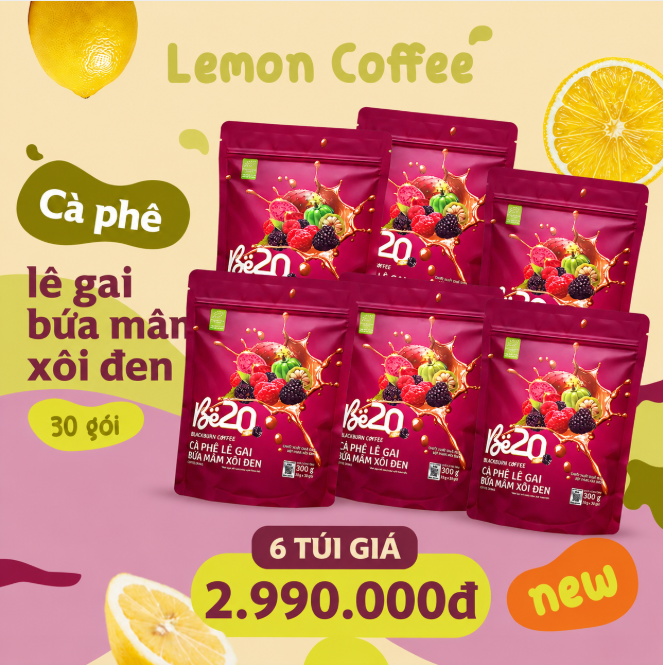 Combo 6 Túi - Cà Phê Bứa Mâm Xôi Túi Zip
